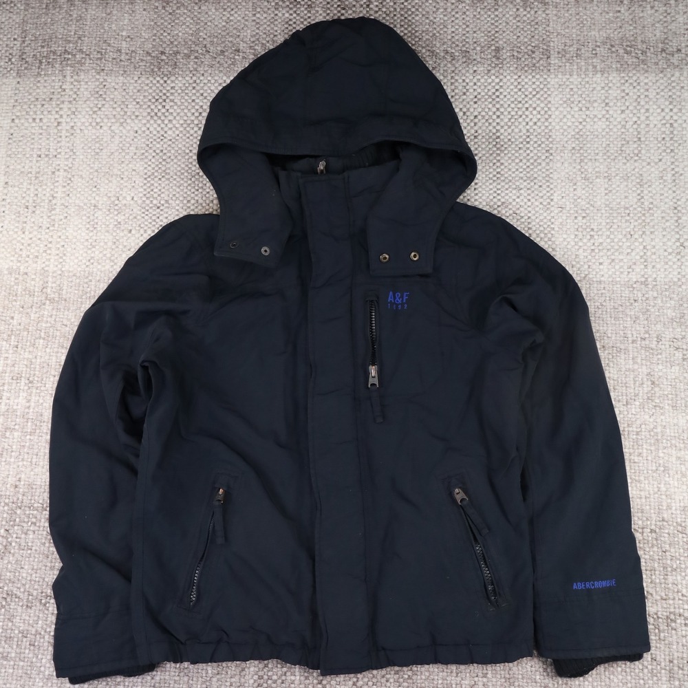 Abercrombie & Fitch Mens XXL Navy Blue Fleece Lined Hooded Parka Jacket XL